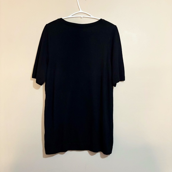 Black Short Sleeve Knit T-Shirt Sweater w Rainbow Stripes - Picture 10 of 12